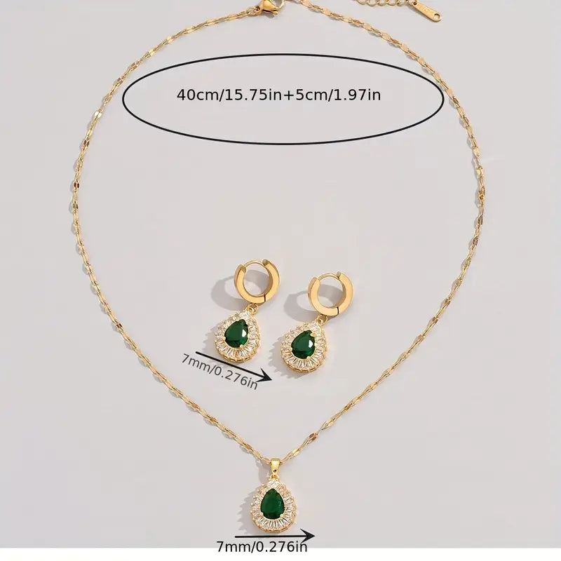 Sophisticated Golden Gemstone Jewellery Set