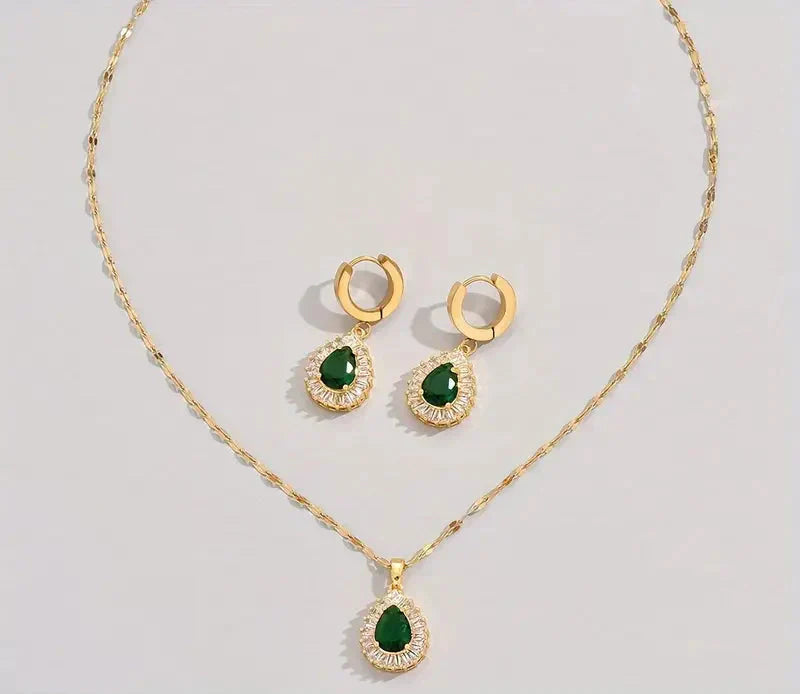 Sophisticated Golden Gemstone Jewellery Set