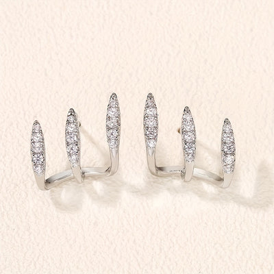 Elegant Rhinestone Three-Claw Earrings