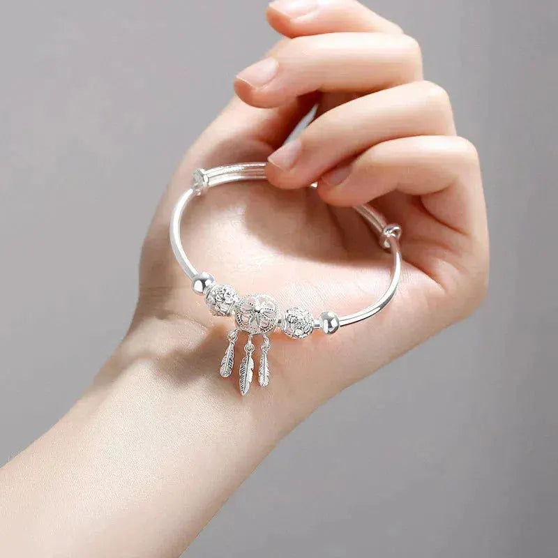 Silver Dreamcatcher Bangle Bracelet