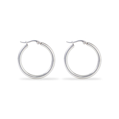 Polished Silver Classic Hoop Earrings