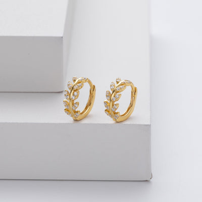 Silver Leaf Hoop Earrings