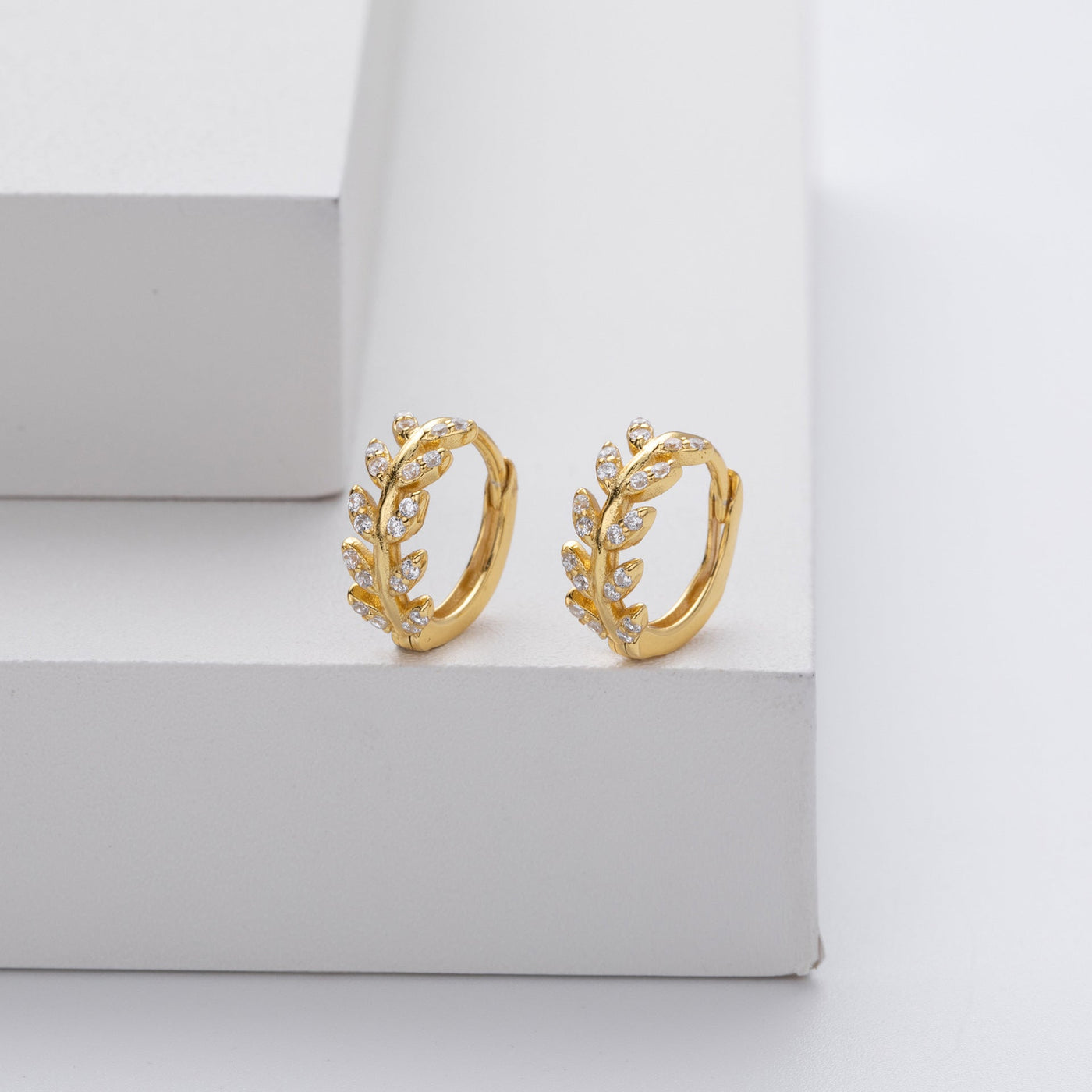 Silver Leaf Hoop Earrings