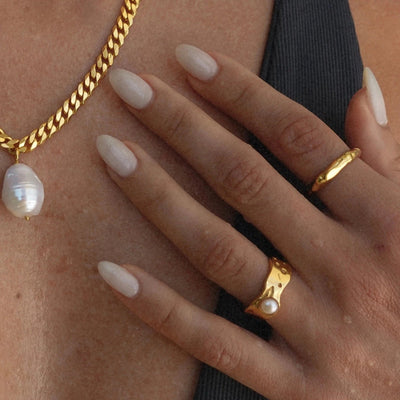 Elegant Natural Gold Pearl Ring
