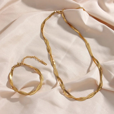 Timeless Gold-Plated Necklace and Bracelet Set