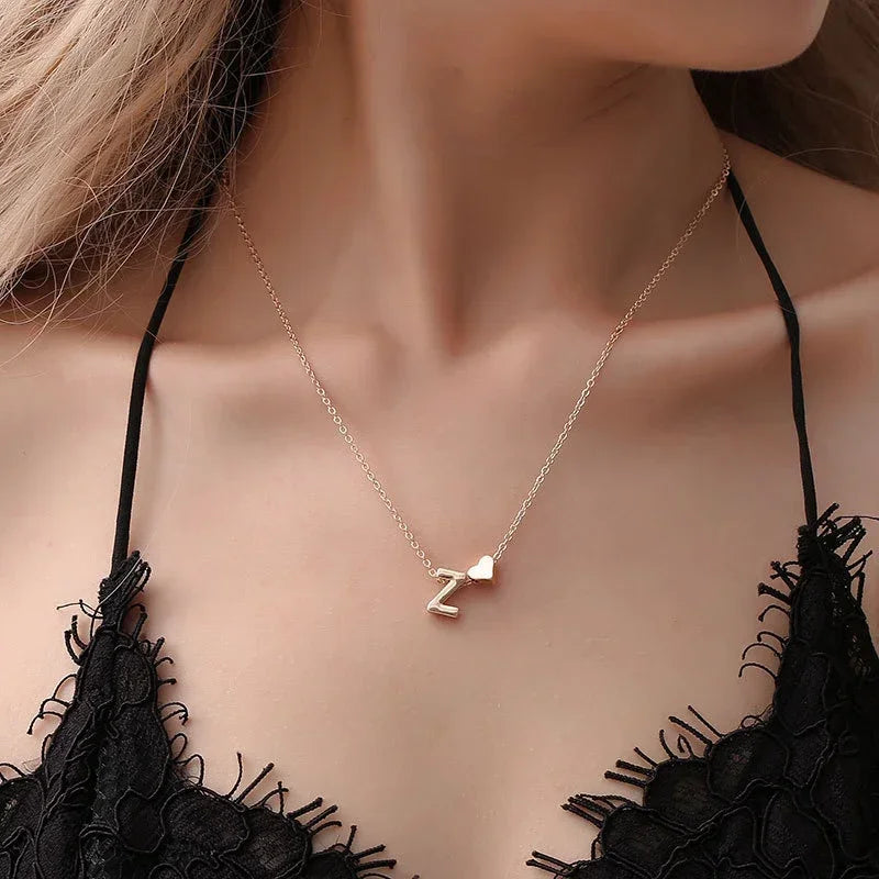 Golden Heart Initial Necklace