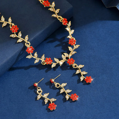 Fashion Flower Necklace & Earring Set