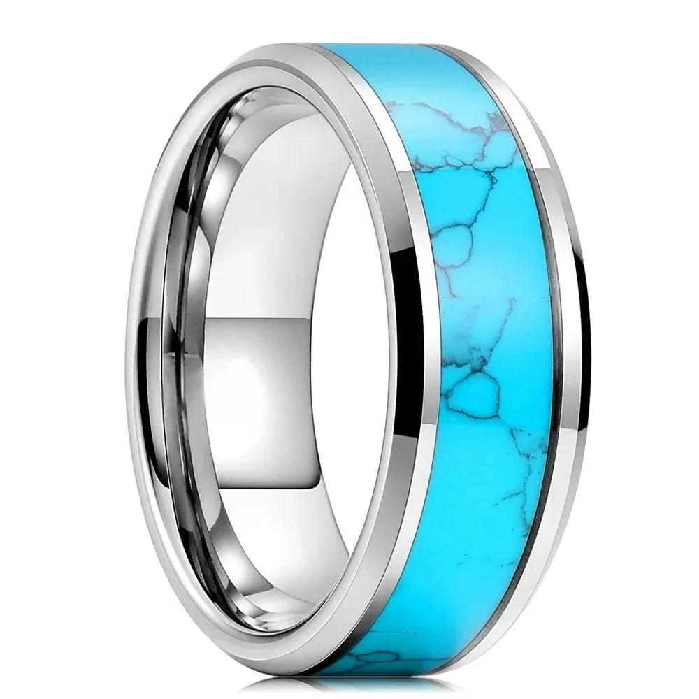Sophisticated Stainless Steel Turquoise Ring