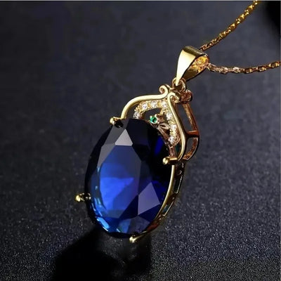 Sophisticated Crystal and Opal Drop Pendant Necklace