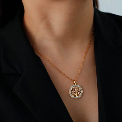 Shining Tree of Life Round Pendant