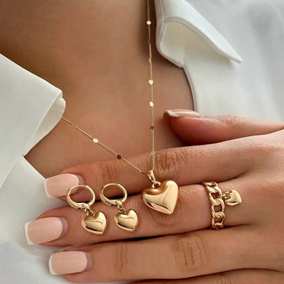 Vintage Love Heart Pendant Set