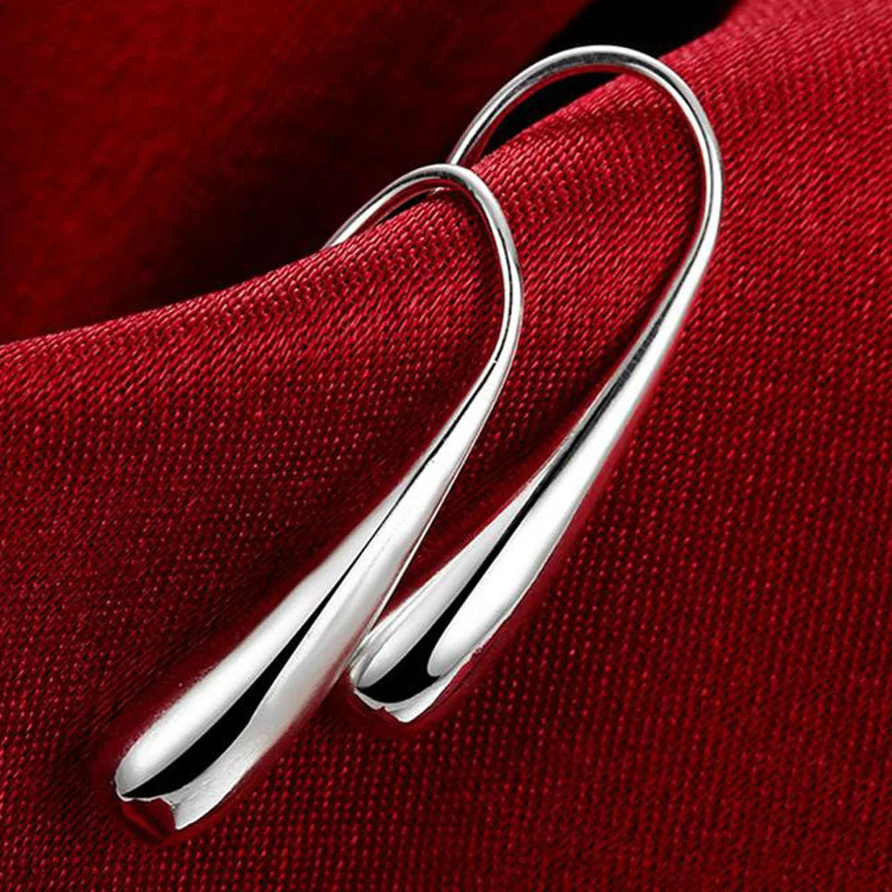 Sterling Silver Water Drop Hoop Earrings