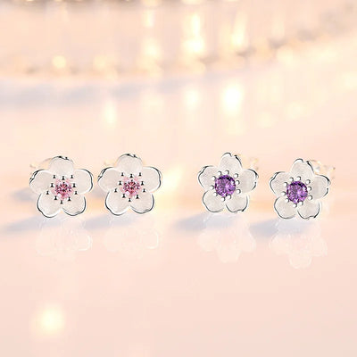 Zircon Flower Stud Earrings