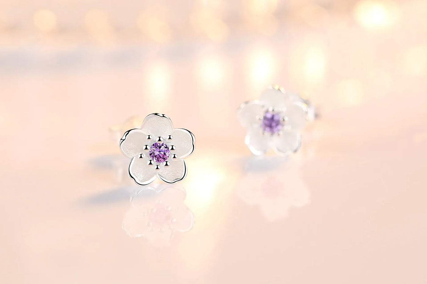 Zircon Flower Stud Earrings