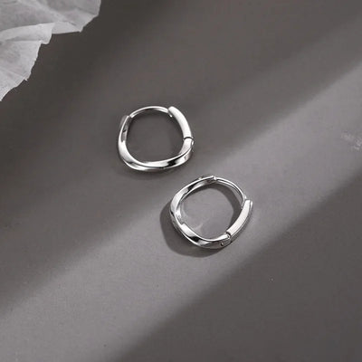 Sterling Silver Round Inlaid Earrings