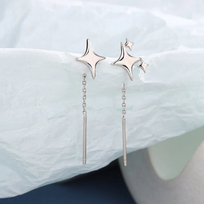 Sterling Silver Star Chain Earrings