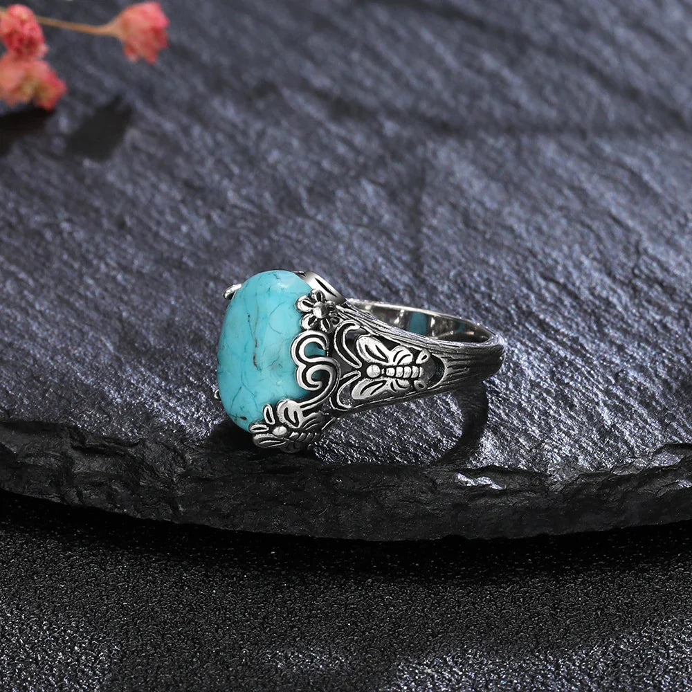 Timeless Silver Oval Turquoise Ring