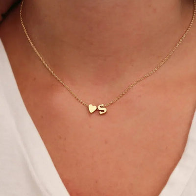 Golden Heart Initial Necklace