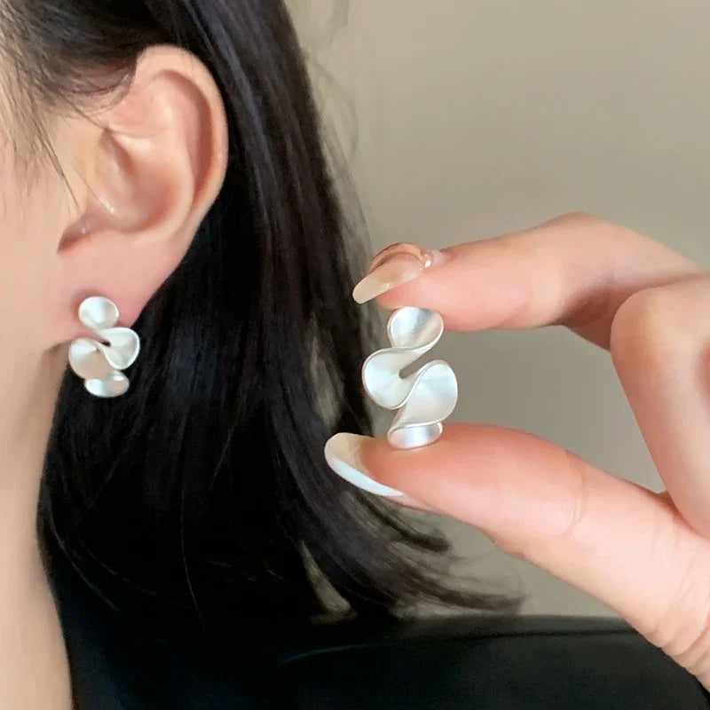 Sterling Silver 18K Gold Flower Stud Earrings