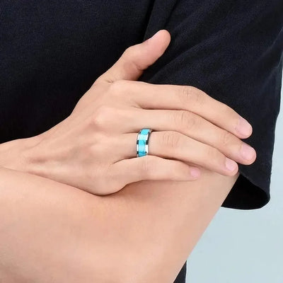 Sophisticated Stainless Steel Turquoise Ring