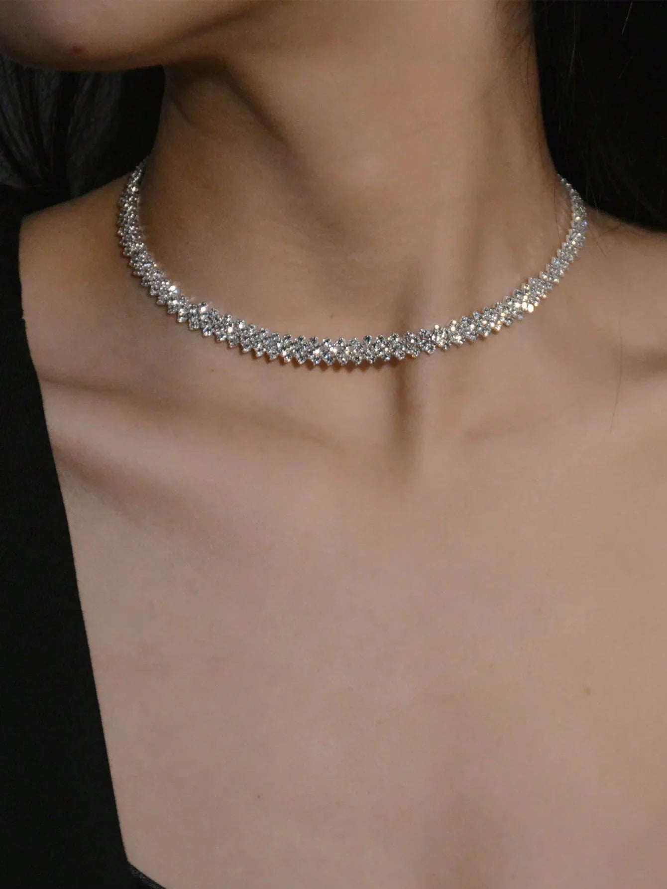 Elegant Rhinestone Collar Necklace