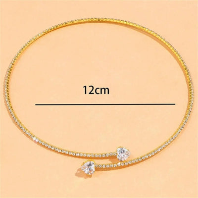 Crystal Heart Choker Necklace