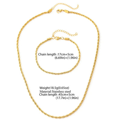 Vintage Twisted Stainless Steel Necklace and Bracelet Set