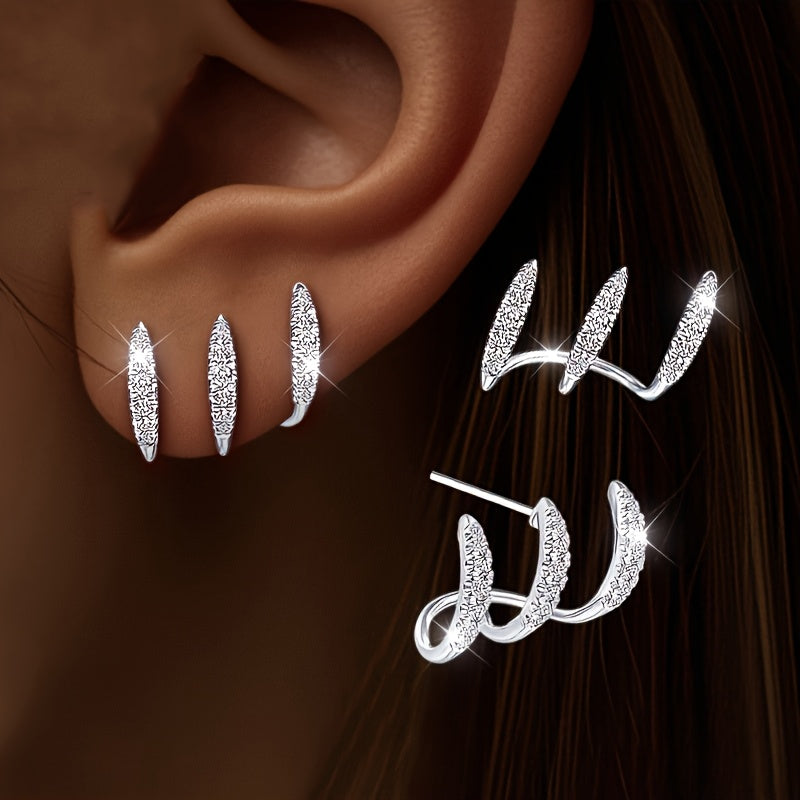 Elegant Rhinestone Three-Claw Earrings