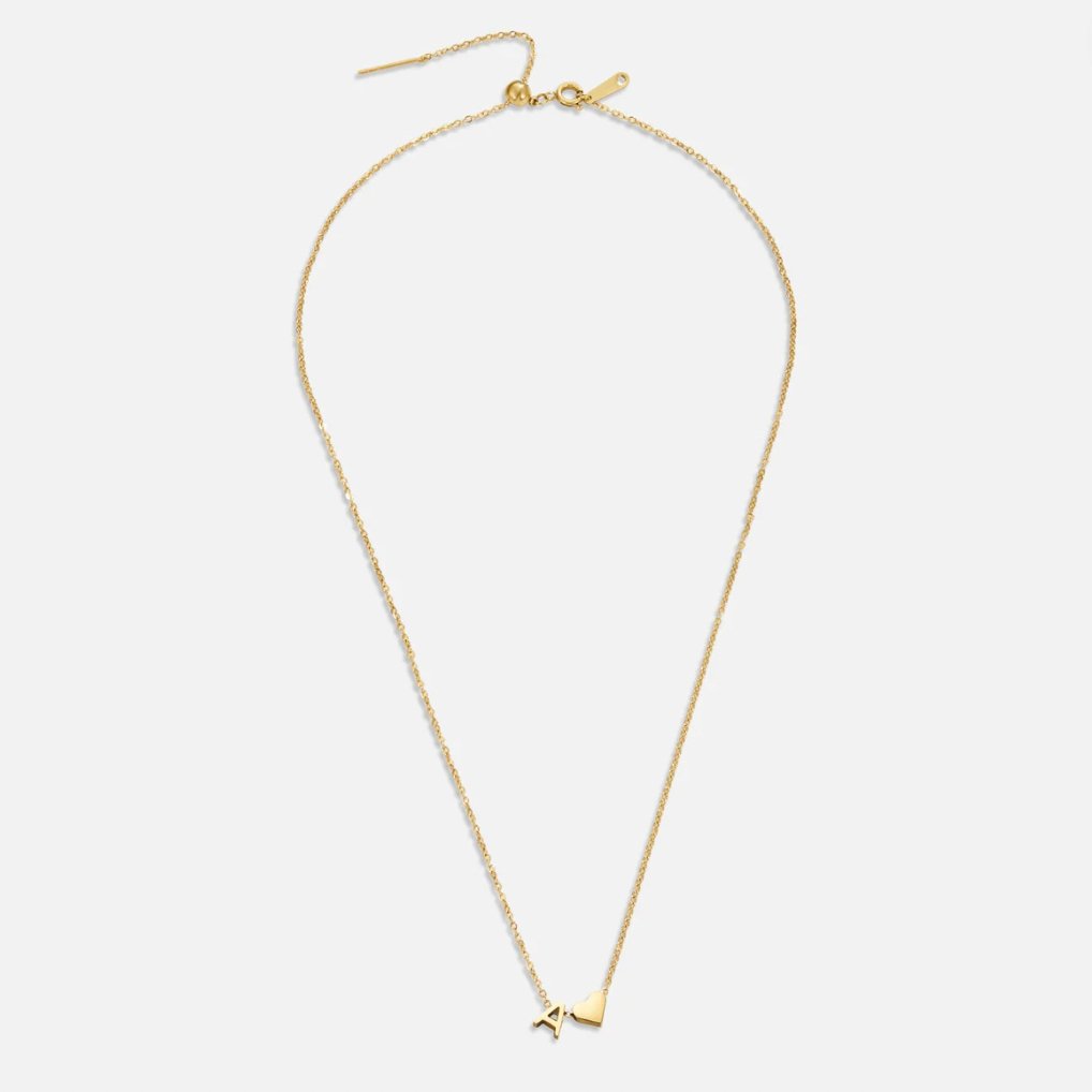 Minimalist Initial Necklace with Heart Charm