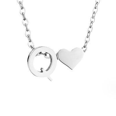 Minimalist Initial Necklace with Heart Charm