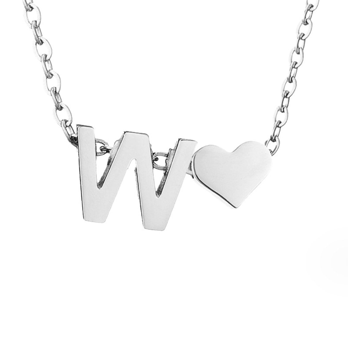 Minimalist Initial Necklace with Heart Charm