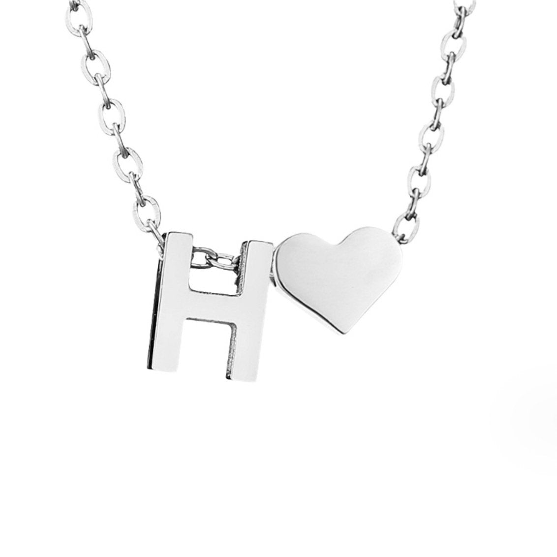 Minimalist Initial Necklace with Heart Charm