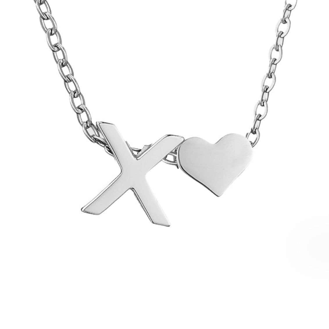 Minimalist Initial Necklace with Heart Charm